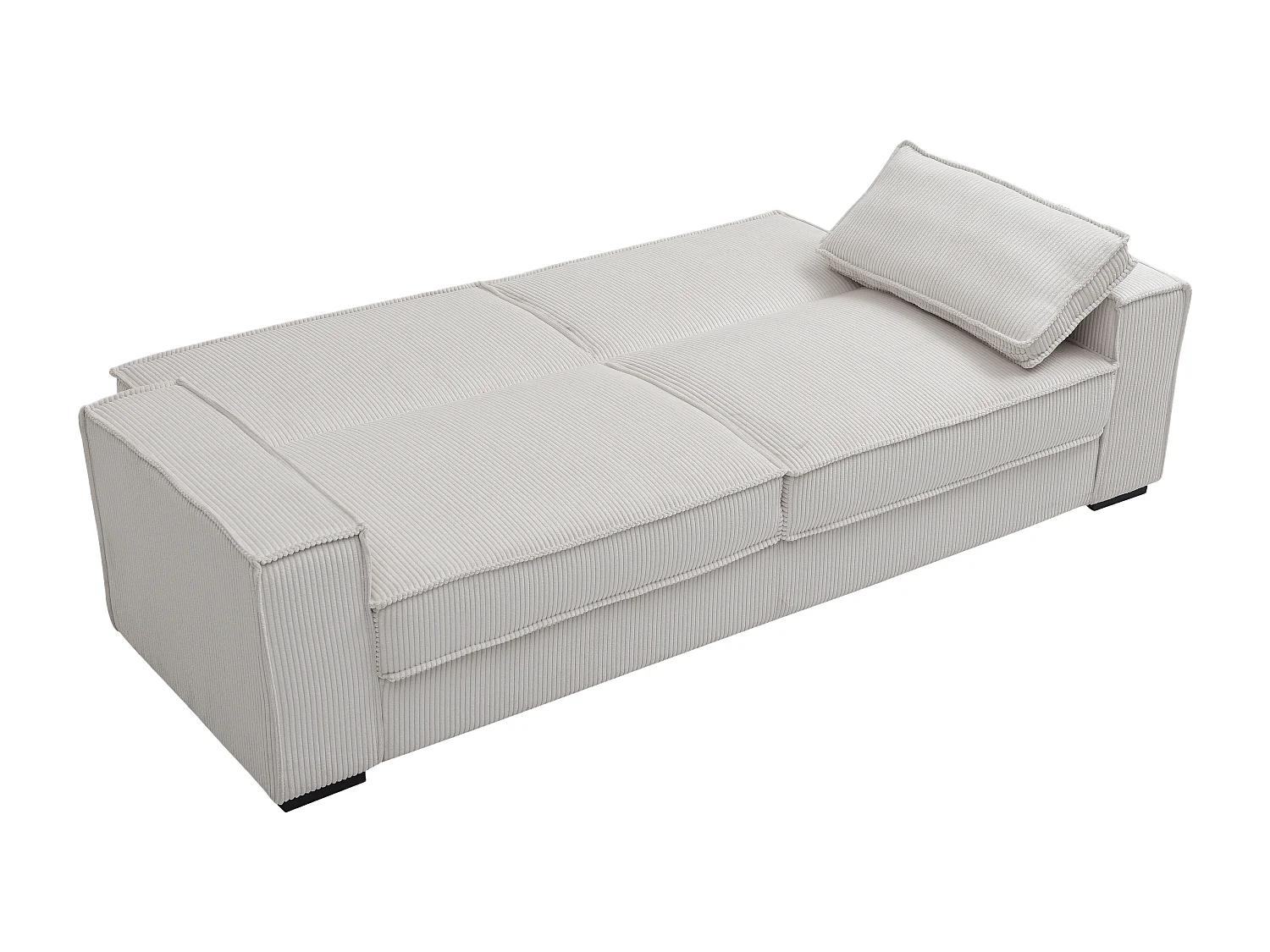 Canapé 3 places convertible en velours côtelé beige FINORO