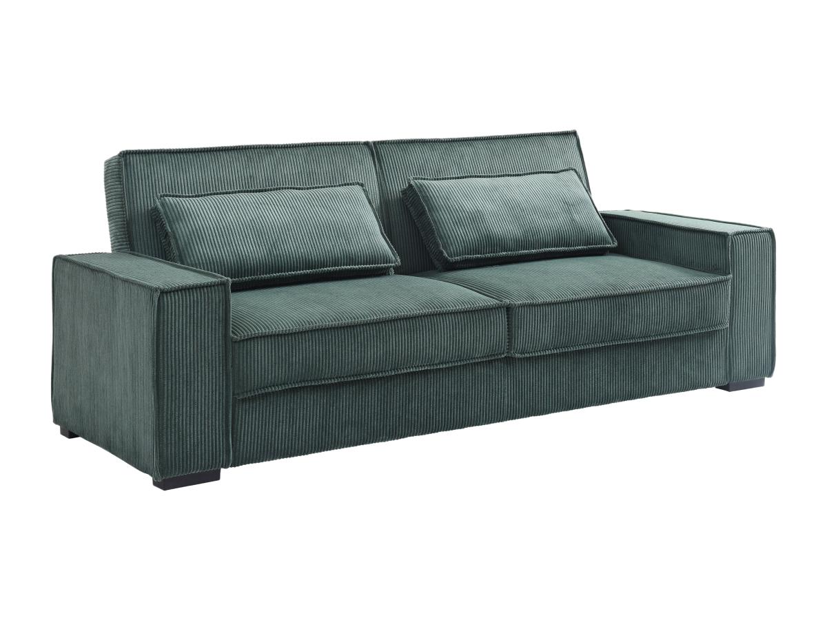 Sofa 3-Sitzer mit Schlaffunktion - Cord - Tannengrün - FINORO günstig online kaufen