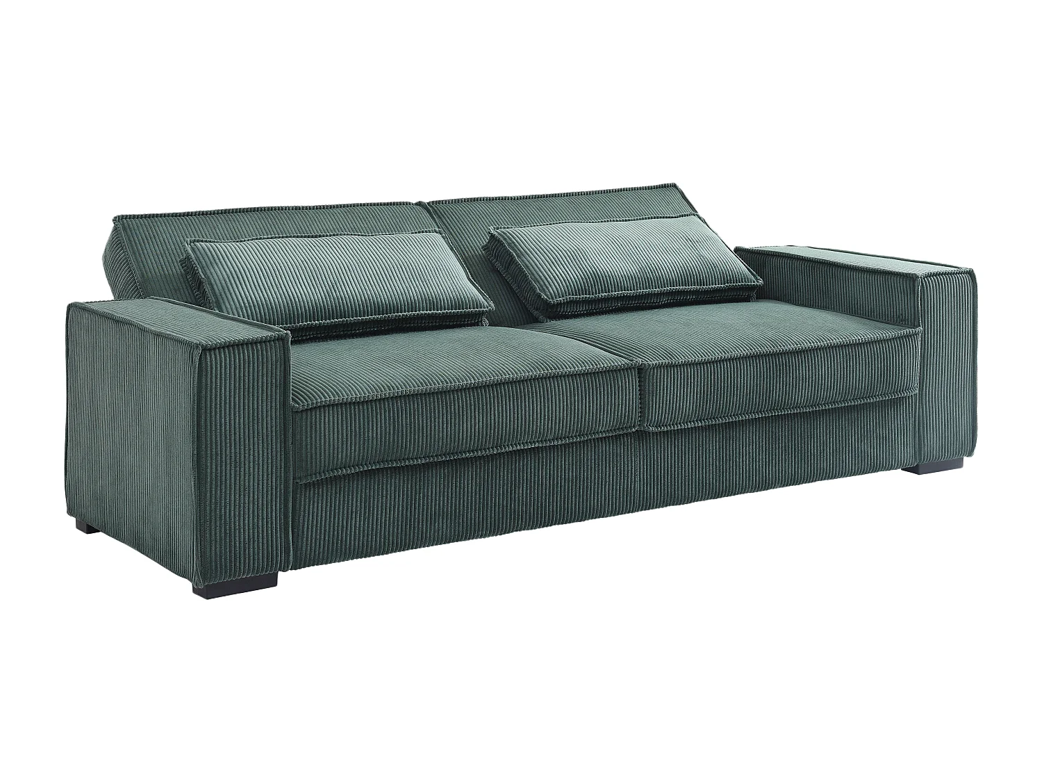 Canapé 3 places convertible en velours côtelé vert sapin FINORO