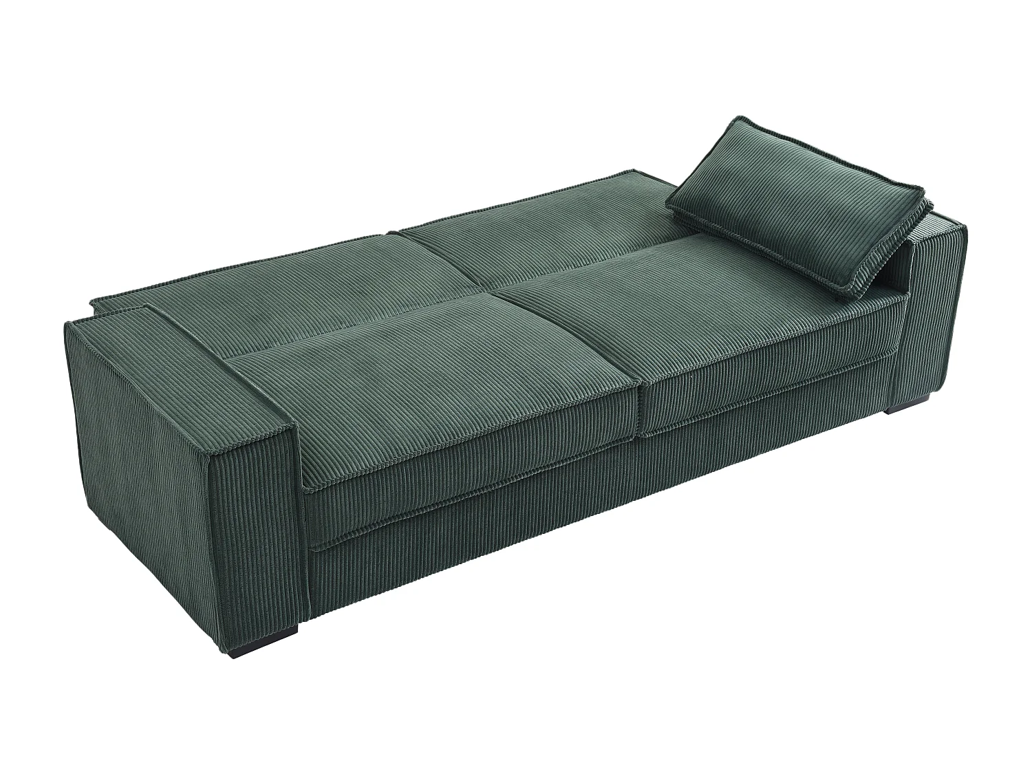 Canapé 3 places convertible en velours côtelé vert sapin FINORO