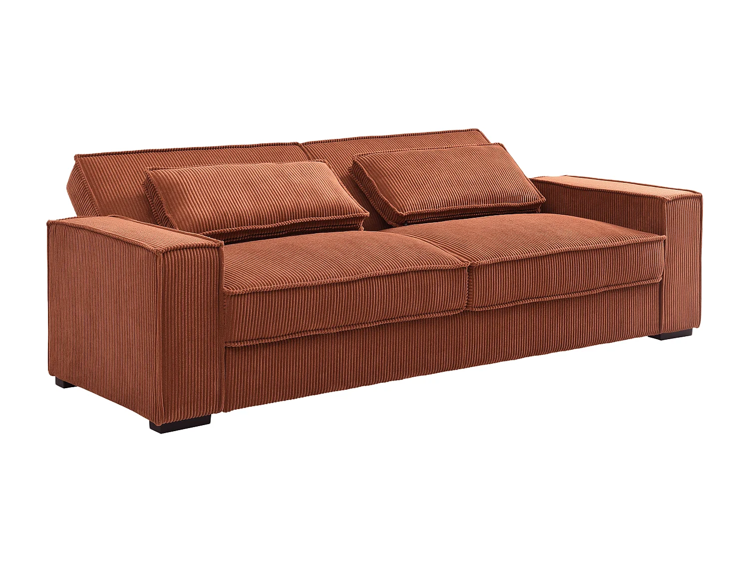 Divano letto 3 posti in Velluto a coste Terracotta  - FINORO