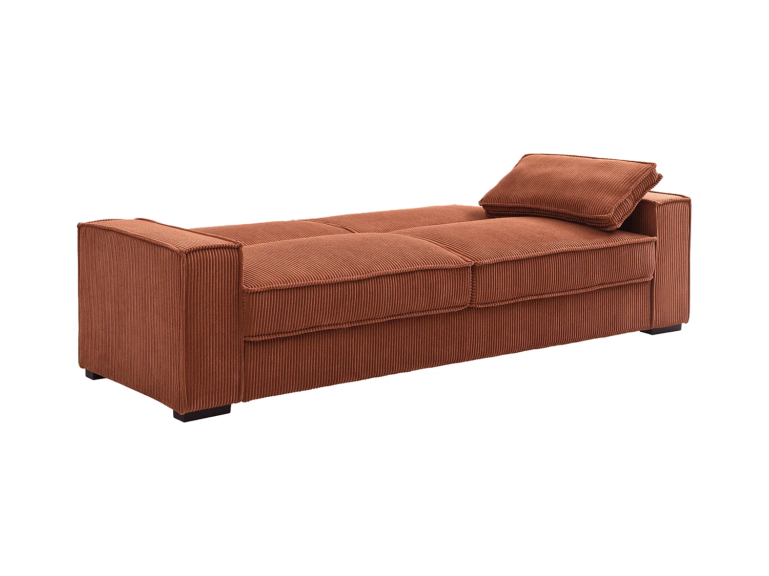 Canapé 3 places convertible en velours côtelé terracotta FINORO