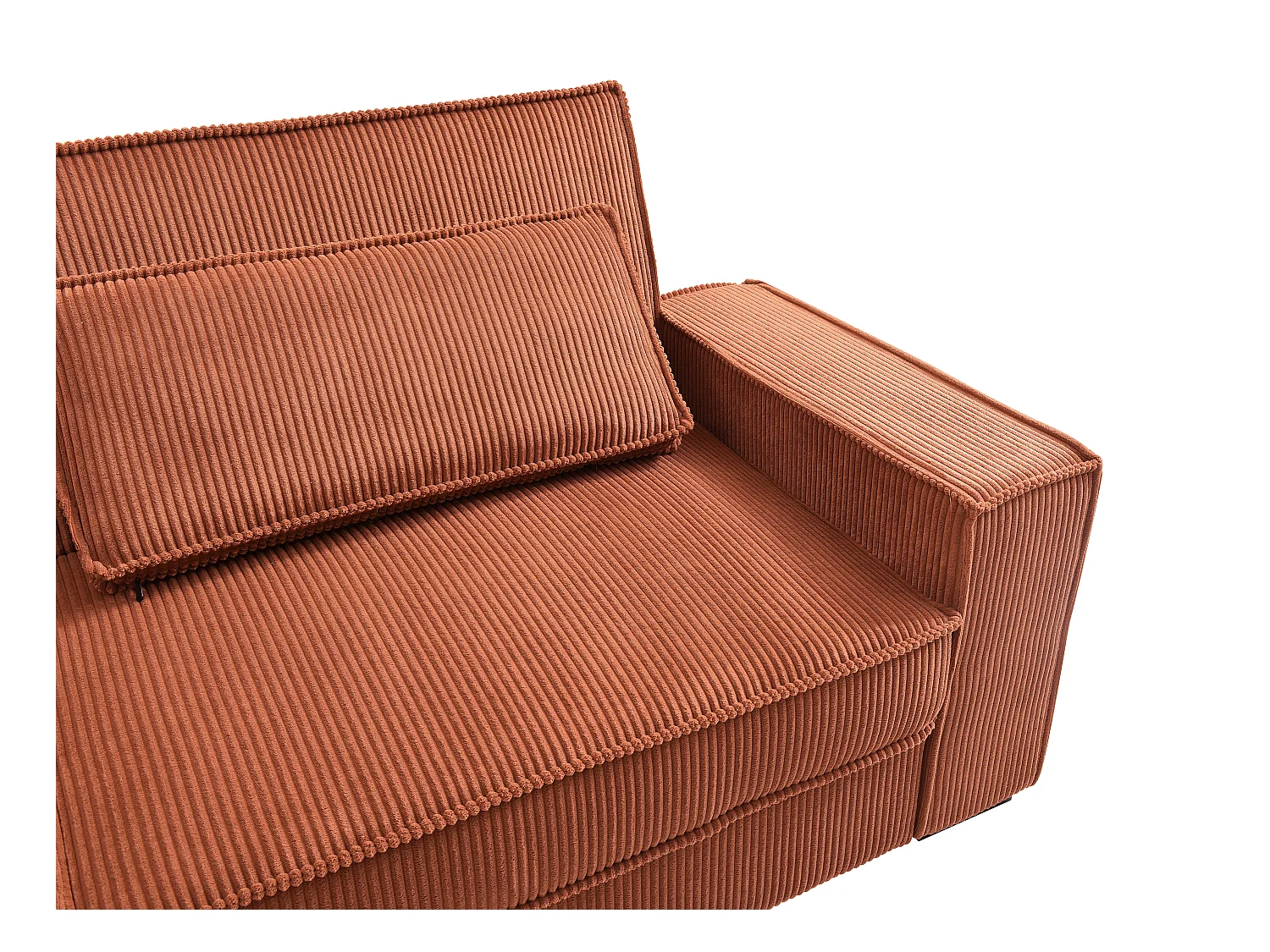 Canapé 3 places convertible en velours côtelé terracotta FINORO