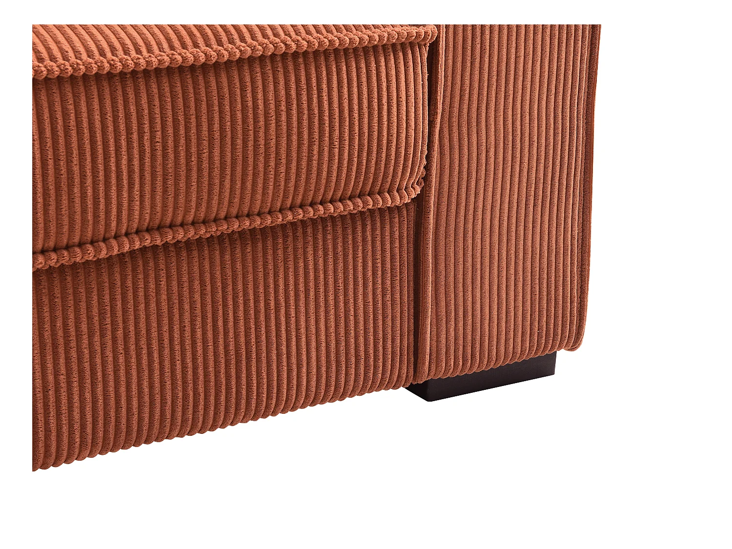 Canapé 3 places convertible en velours côtelé terracotta FINORO