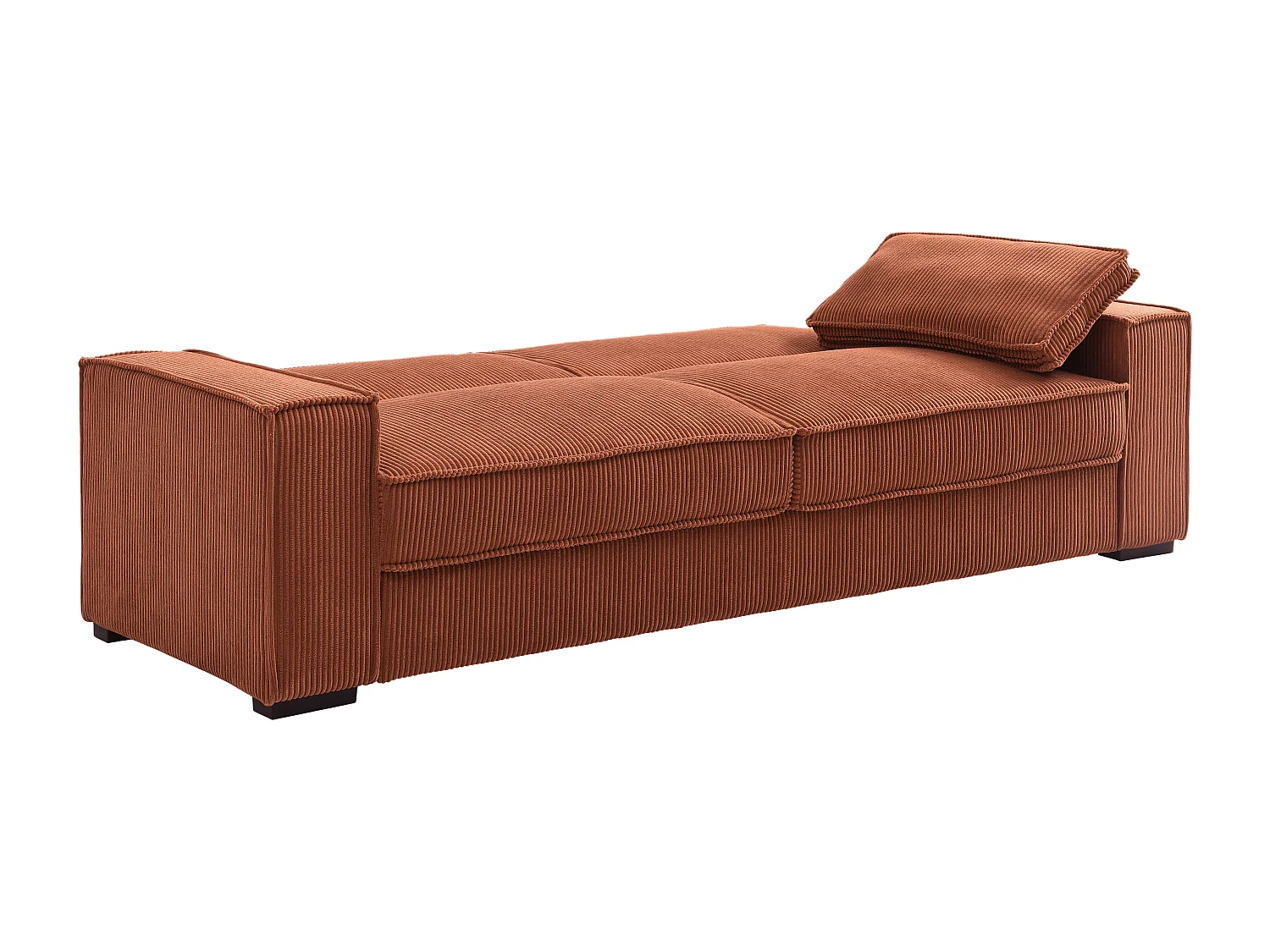 Canapé 3 places convertible en velours côtelé terracotta FINORO