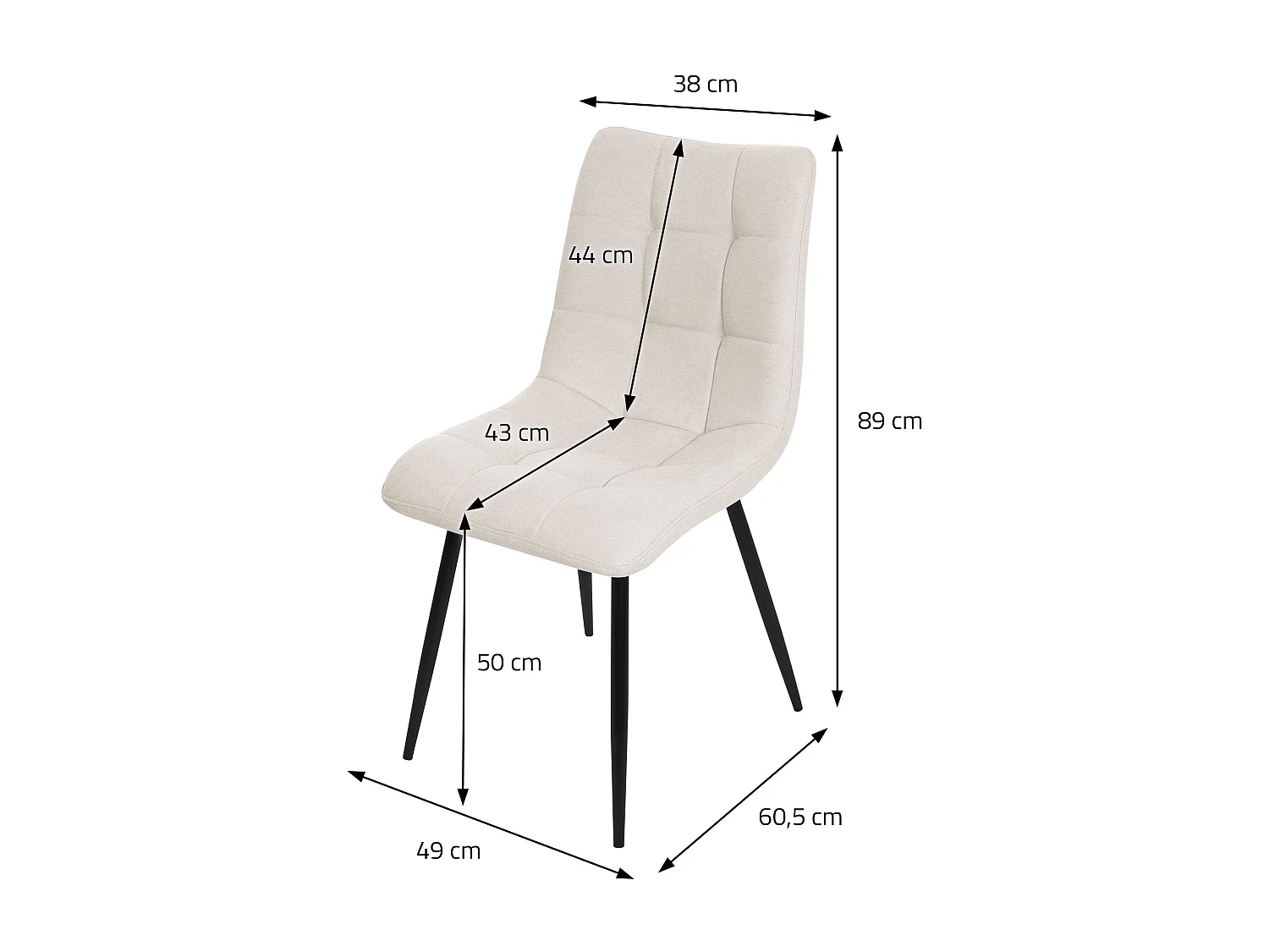 ML-Design Silla de comedor juego de 6 piezas Beige, Silla de salón con tapicería de tela y patas de metal negro