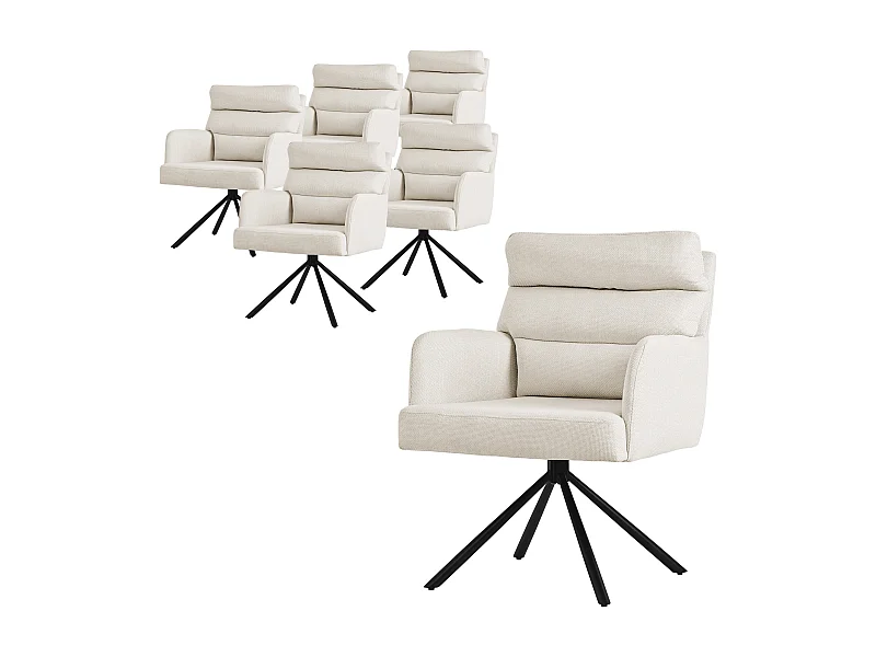 ML-Design Set di 6 sedie da pranzo girevoli, Beige, Sedie lounge con braccioli e schienale