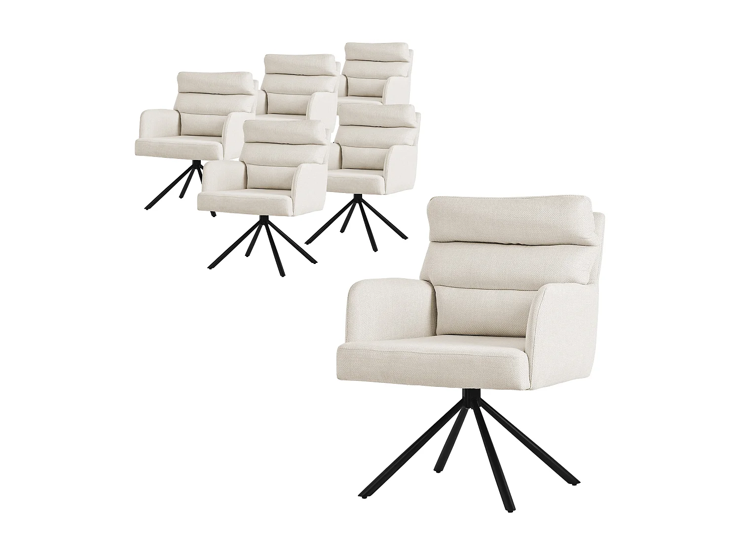 ML-Design Sillas de comedor giratorias juego de 6, Beige, Sillas de salón con reposabrazos y respaldo