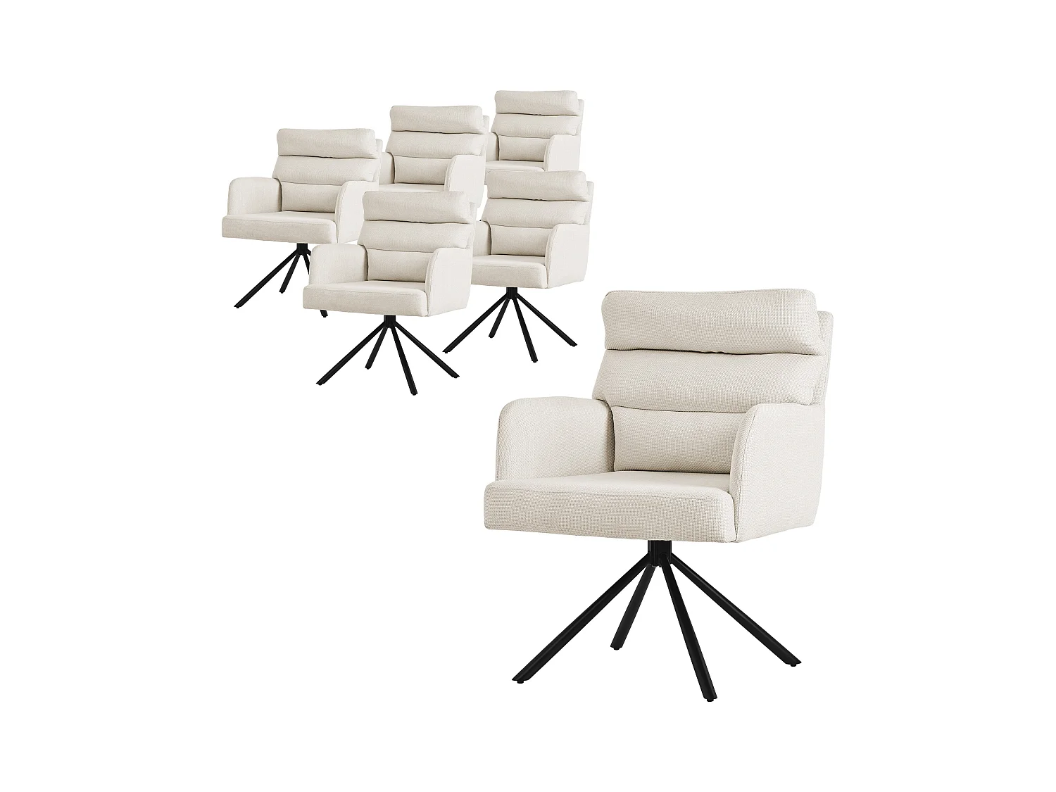 ML-Design Chaises de salle à manger pivotantes Lot de 6, Beige, Chaises de salon avec accoudoirs et dossier
