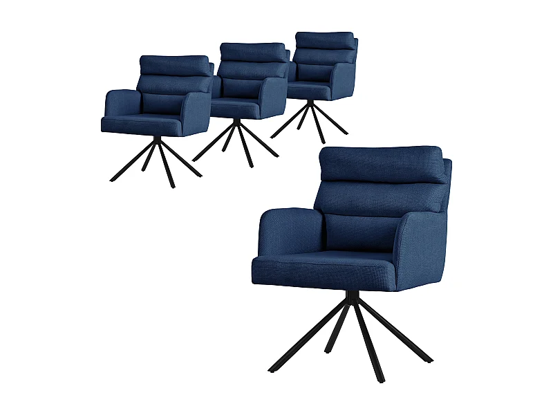ML-Design Sillas de comedor giratorias 4er Set Azul oscuro, Sillas de salón con reposabrazos y respaldo