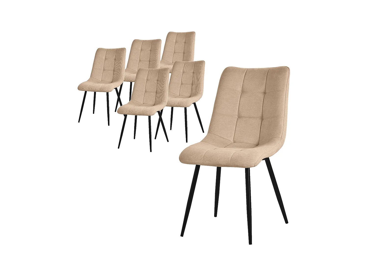 ML-Design Chaise de salle à manger set de 6 pièces marron clair, Chaise de salon avec revêtement en tissu