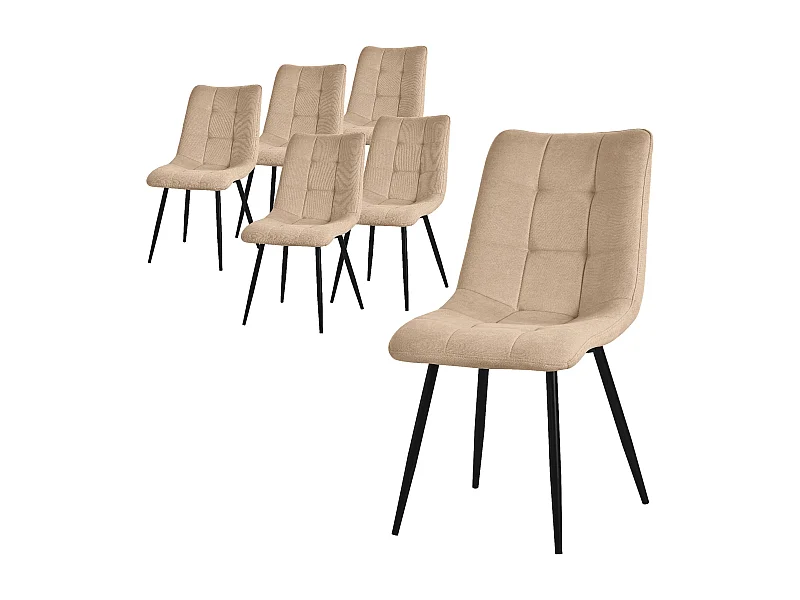 ML-Design Chaise de salle à manger set de 6 pièces marron clair, Chaise de salon avec revêtement en tissu