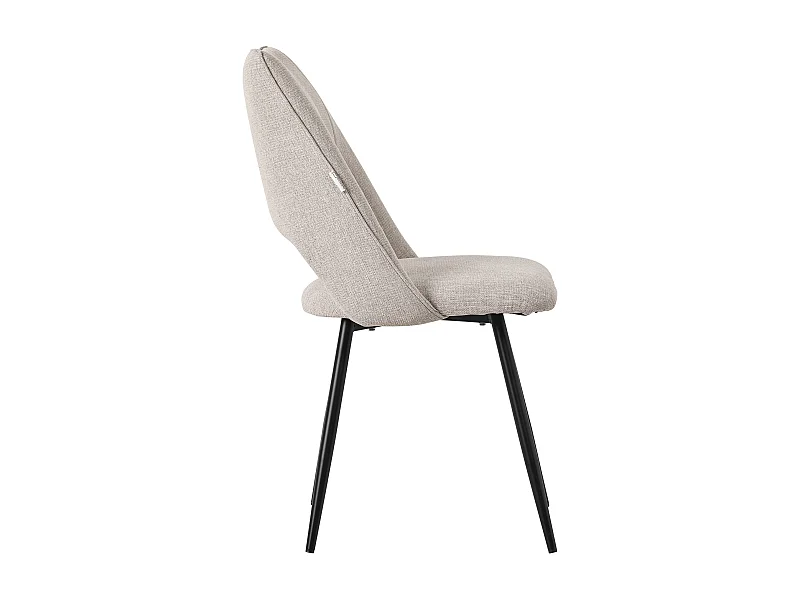 ML-Design Chaise de salle à manger set de 6 pièces Beige, assise en polyester avec pieds métalliques noirs