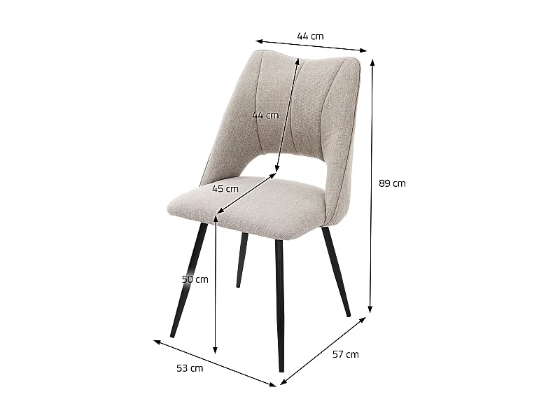 ML-Design Set di 6 sedie da pranzo, Beige, Seduta in poliestere con gambe in metallo nero