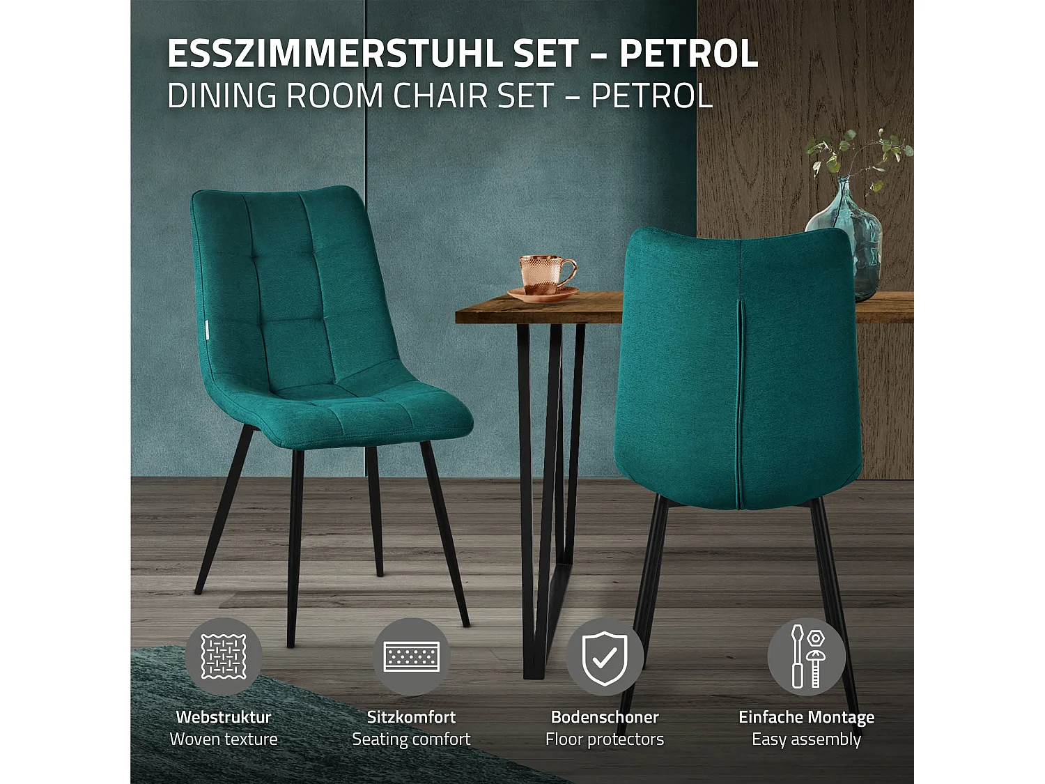 Lot de 6 chaises de salle à manger orange assise et dossier rembourrés en éponge tissu polyester ergonomique pieds noir en acier design élégant
