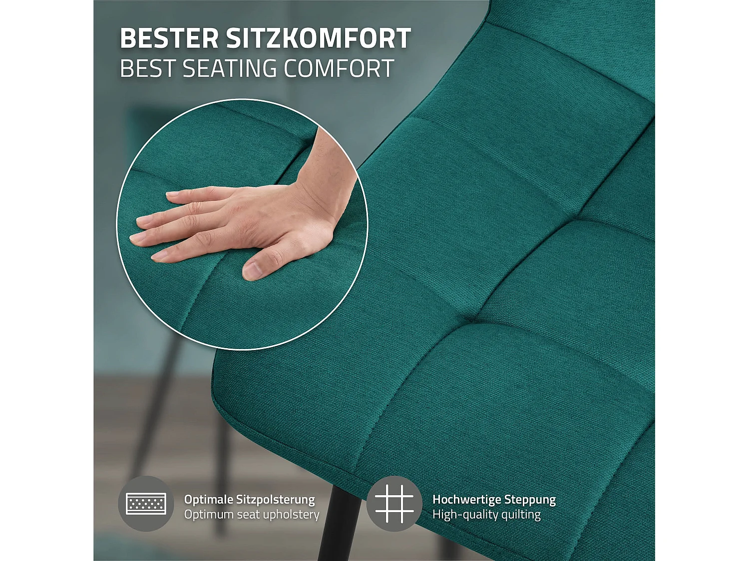 Lot de 6 chaises de salle à manger orange assise et dossier rembourrés en éponge tissu polyester ergonomique pieds noir en acier design élégant