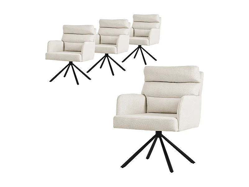 ML-Design Sillas de comedor giratorias Juego de 4, Beige, Sillas de salón con reposabrazos y respaldo
