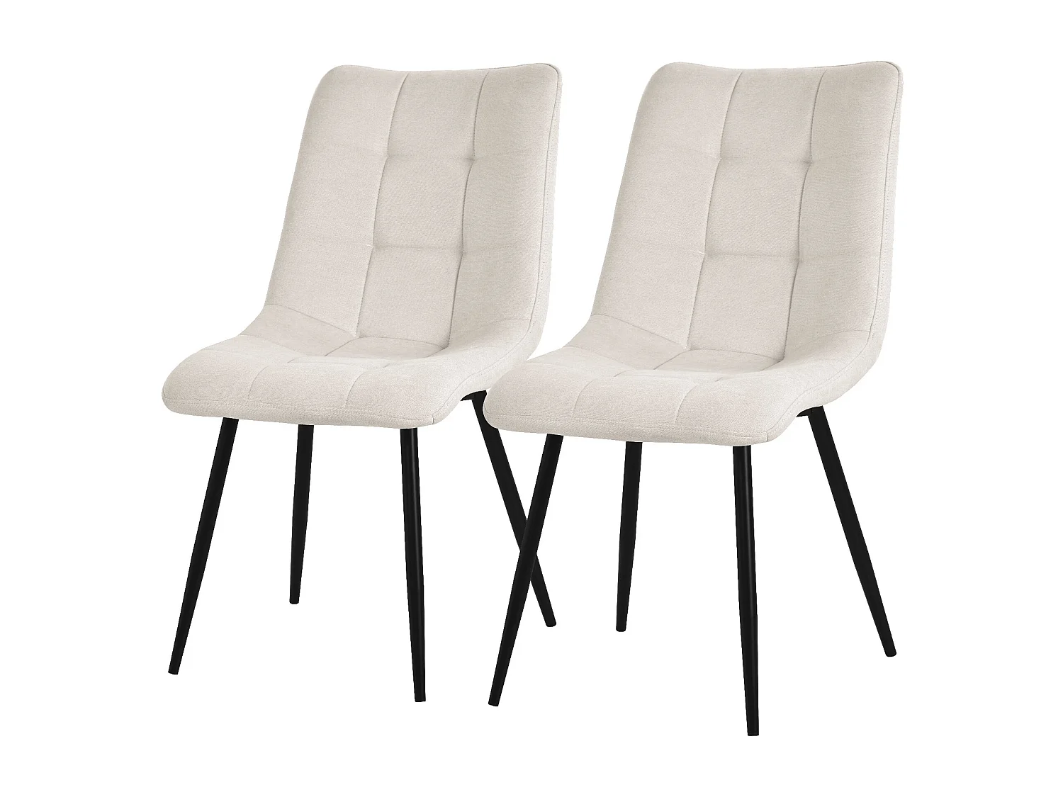 ML-Design Sillas de comedor (set de 2) Beige, Sillas de salón con tapicería de tela y patas de metal negro