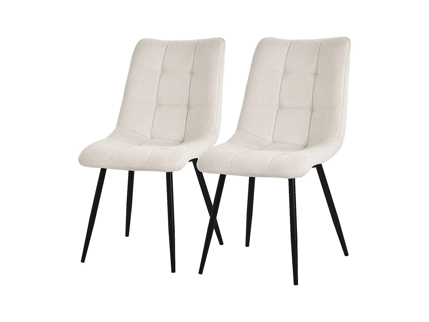 ML-Design Chaises de salle à manger (lot de 2) Beige, Chaises de salon avec revêtement en tissu et pieds métalliques noirs