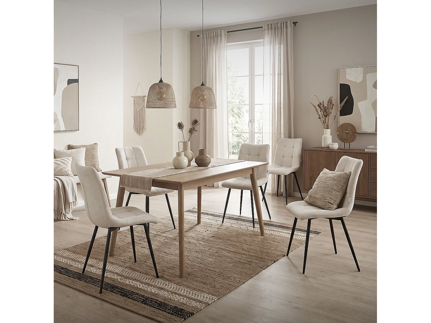 Lot de 4 chaises de salle à manger anthracite assise et dossier rembourrés en éponge tissu polyester ergonomique pieds noir en acier design élégant