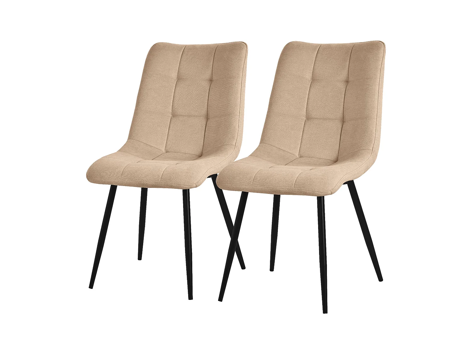 ML-Design Chaises de salle à manger, set de 2 chaises marron clair, chaises de salon avec revêtement en tissu