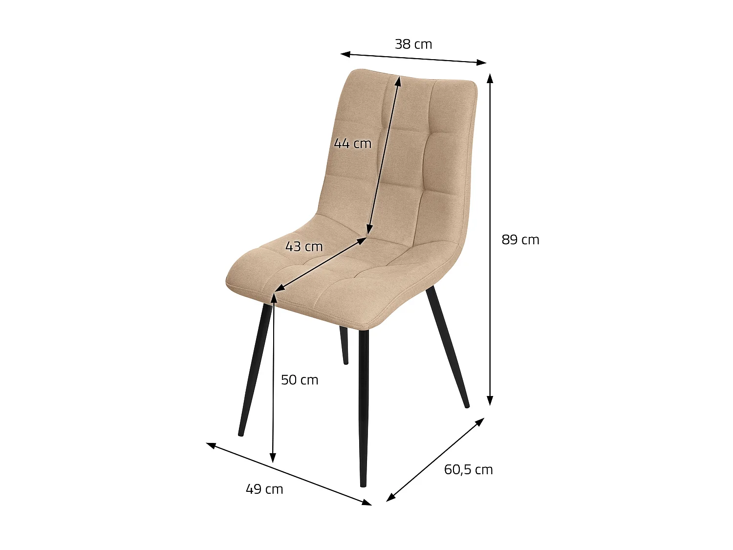 ML-Design 2x Sillas de comedor marrón asiento acolchado tapizado funda de tela suave con respaldo sillón con patas de acero para oficina