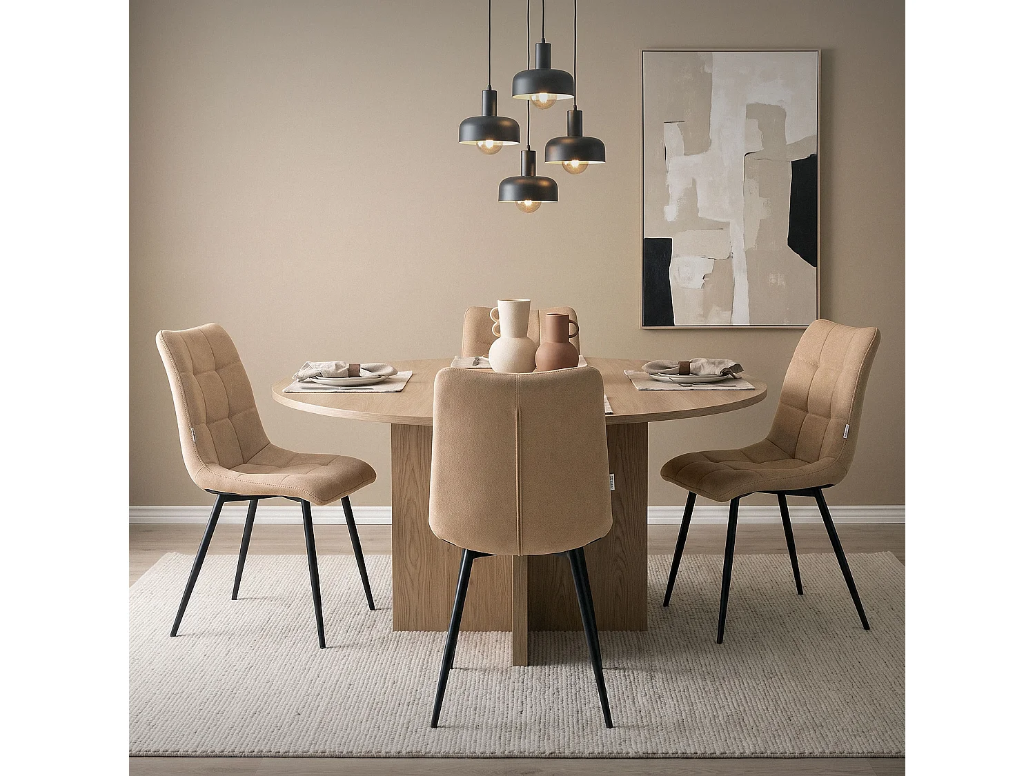 ML-Design 2x Sillas de comedor marrón asiento acolchado tapizado funda de tela suave con respaldo sillón con patas de acero para oficina