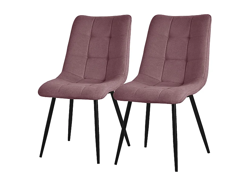 ML-Design Silla de comedor set de 2 piezas Old Rose, Silla de salón con tapicería de tela y patas de metal negro
