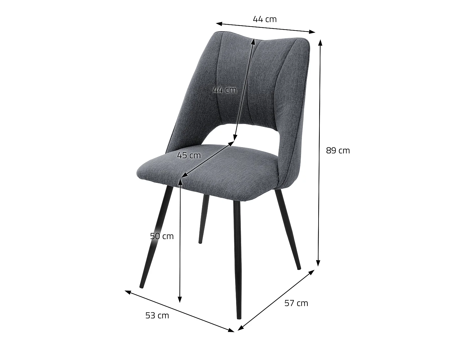 ML-Design 6x Sillas de comedor gris asiento poliester tapizado ergónomico con respaldo sillón con patas de metal para escritorio