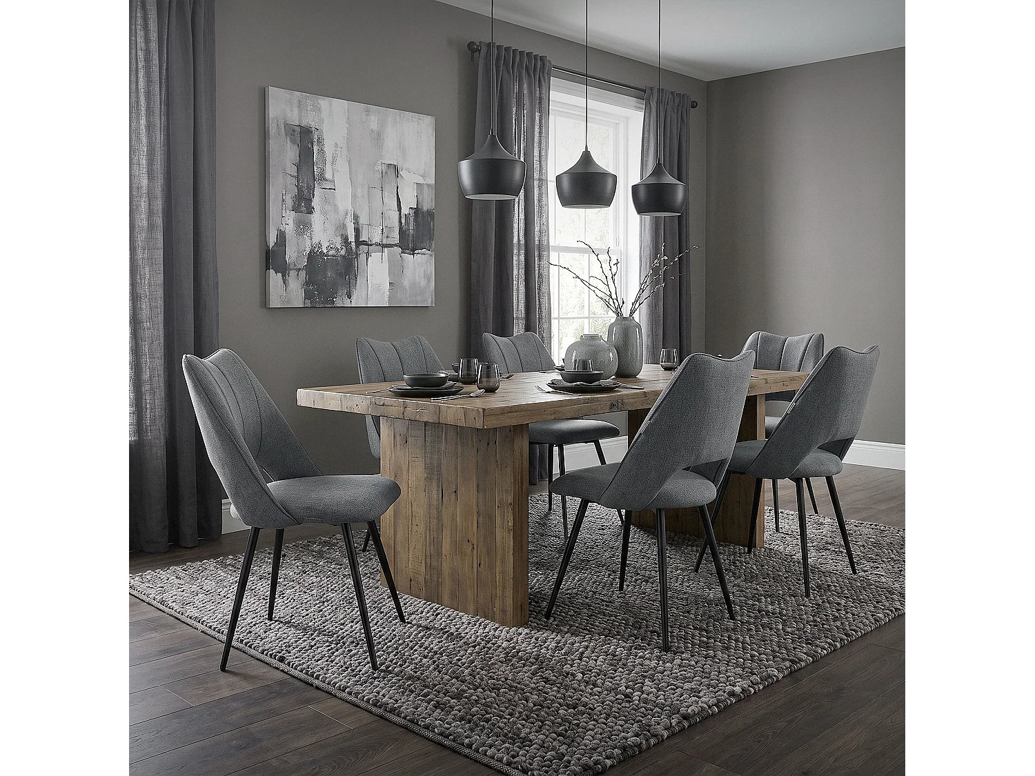ML-Design 6x Sillas de comedor gris asiento poliester tapizado ergónomico con respaldo sillón con patas de metal para escritorio