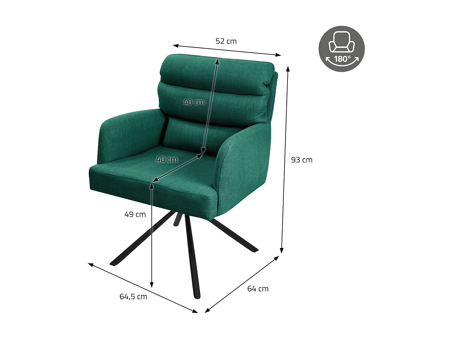 ML-Design Sillas de comedor giratorias 4er Set Verde oscuro, Sillas de salón con reposabrazos y respaldo