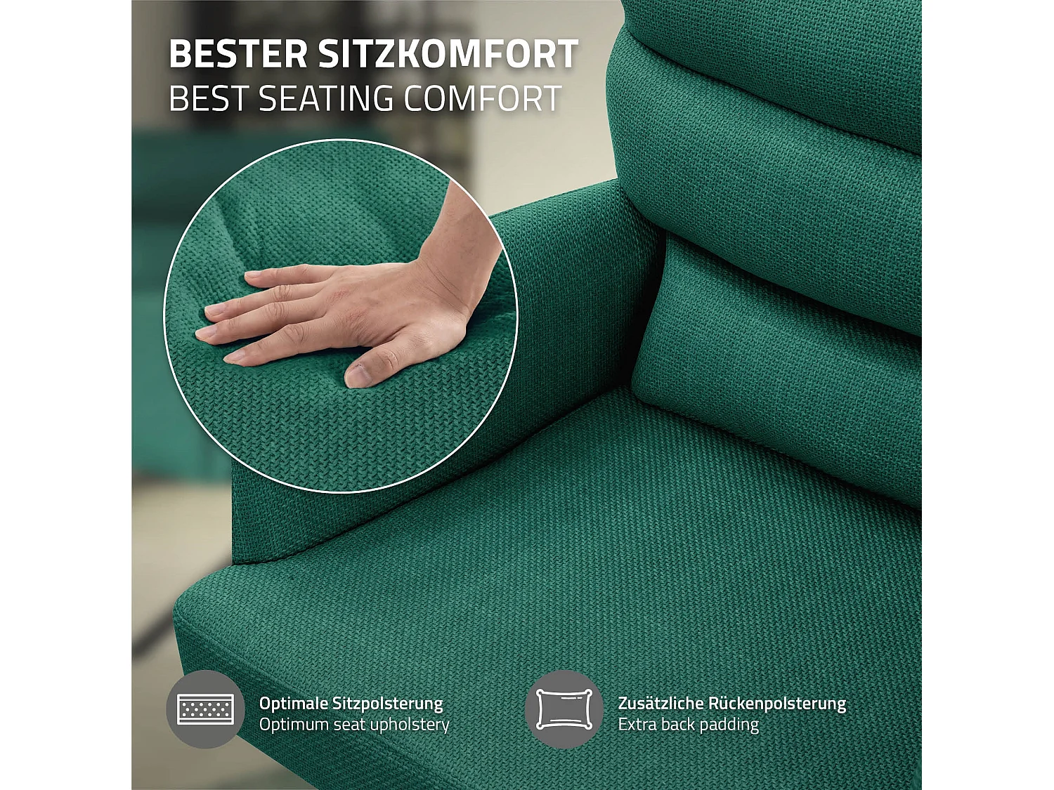 ML-Design Set 4x poltrone girevole verde scuro sedia da soggiorno braccioli e schienale poltroncina imbottita cuscino rivestimento in poliestere sedia