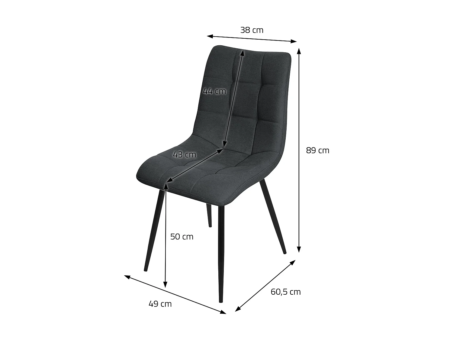 ML-Design Silla de comedor set de 2 piezas Antracita, Silla de salón con tapicería de tela