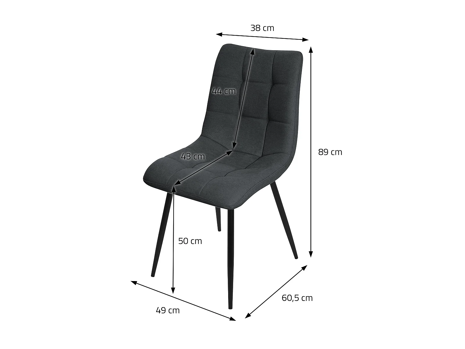 ML-Design Sedia da pranzo set di 2 pezzi Antracite, Poltrona lounge con rivestimento in tessuto