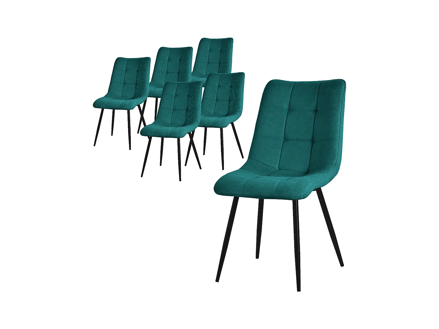 ML-Design Chaise de salle à manger set de 6 pièces pétrole, Chaise de salon avec revêtement tissu &amp