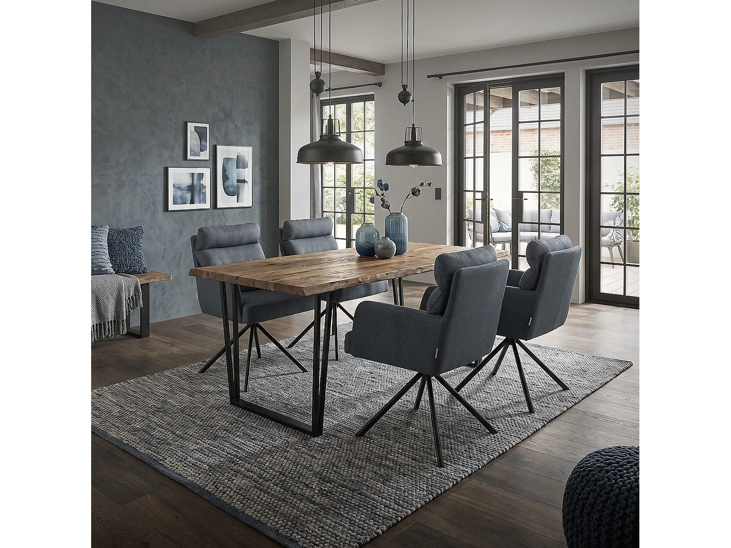 ML-Design 6x Sillas de comedor giratoria antracita asiento de cocina con respaldo extraíble y reposabrazos mueble sillón con funda de poliéster