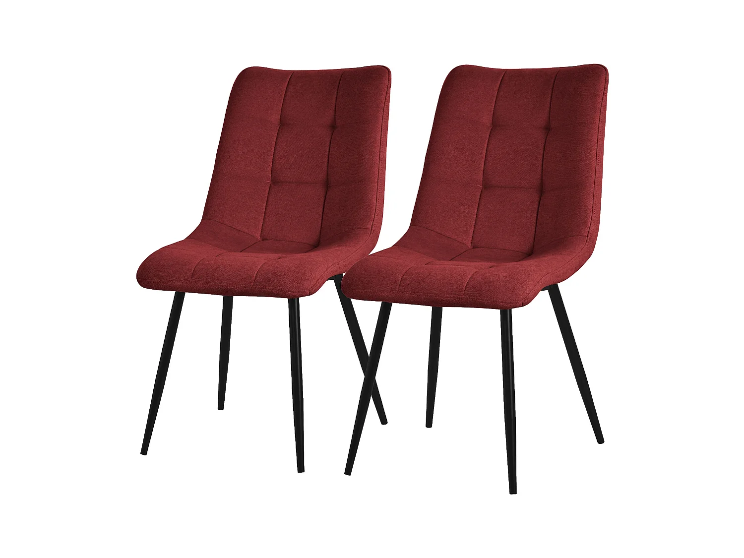 ML-Design Chaise de salle à manger set de 2 pièces rouge, Chaise de salon avec revêtement en tissu et pieds métalliques noirs