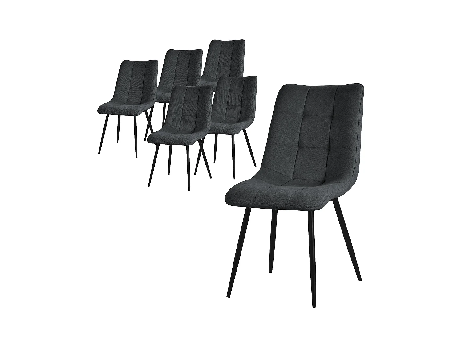 ML-Design Chaise de salle à manger set de 6 pièces Anthracite, Chaise de salon avec revêtement tissu