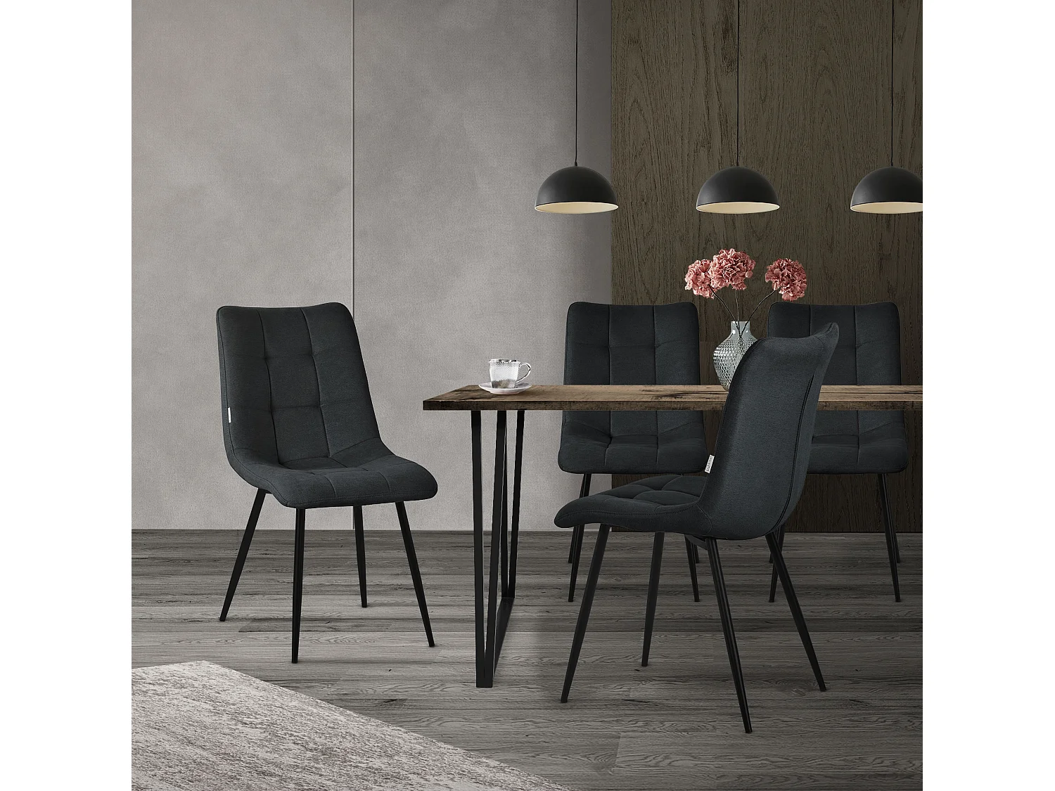 ML-Design Silla de comedor juego de 6 piezas Antracita, Silla de salón con funda de tela