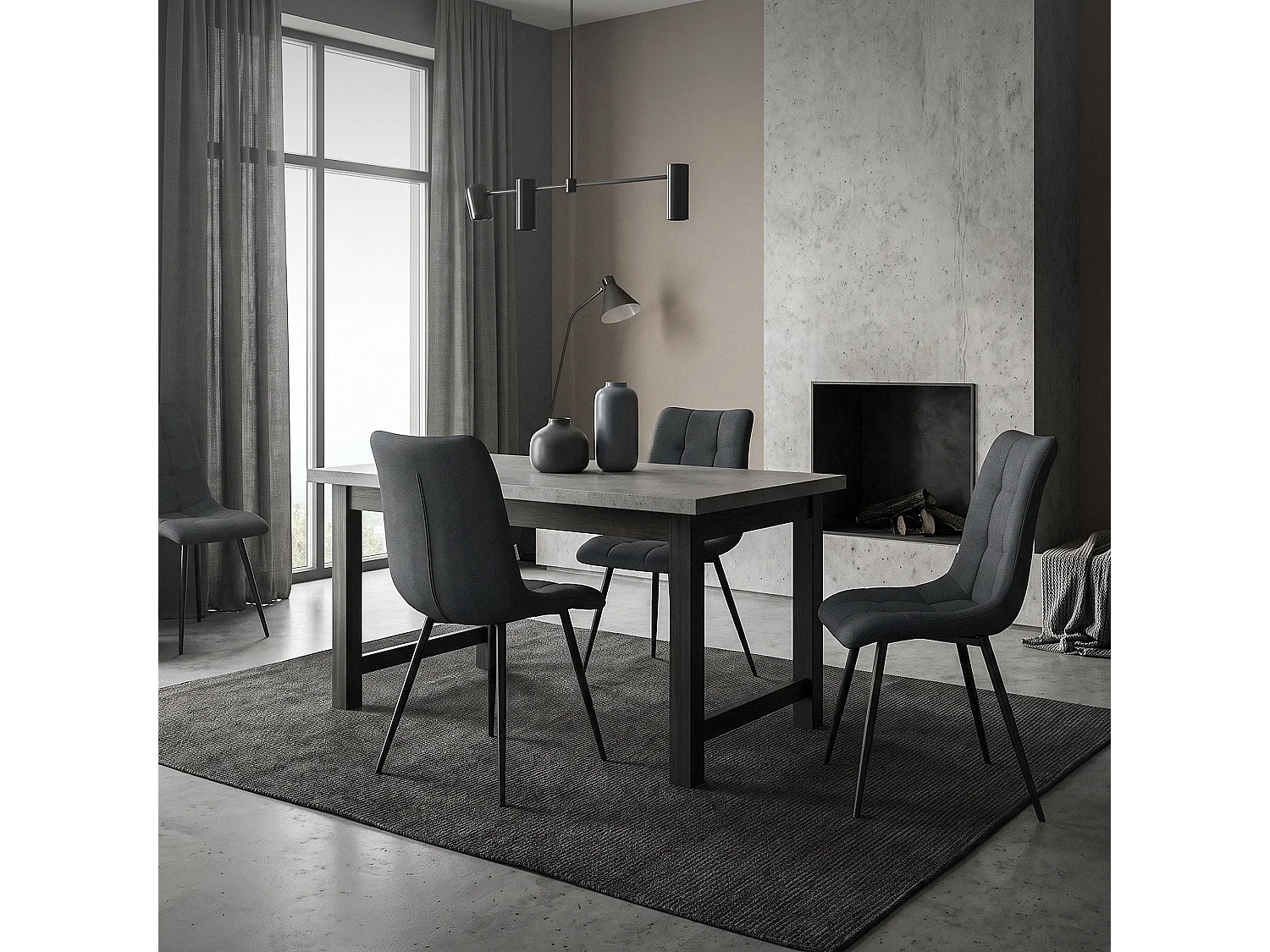 ML-Design 6x Sillas de comedor antracita asiento acolchado tapizado funda de tela suave con respaldo sillón con patas de acero para oficina