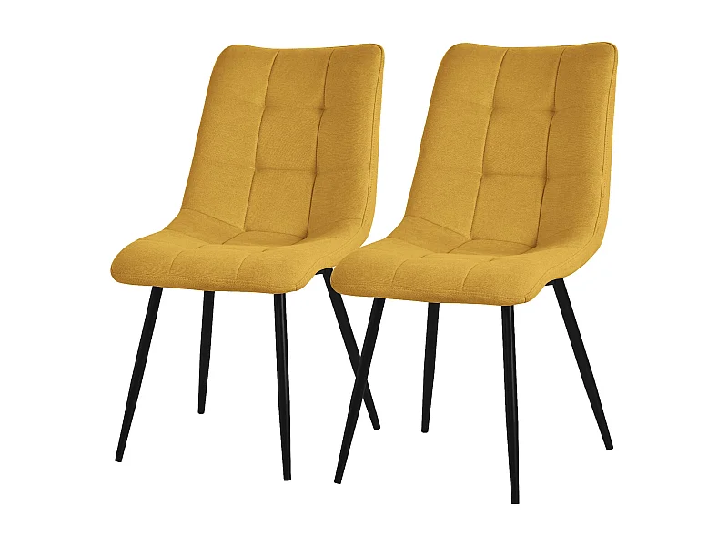 ML-Design Silla de comedor amarillo mostaza (juego de 2), Silla de salón con tapicería de tela