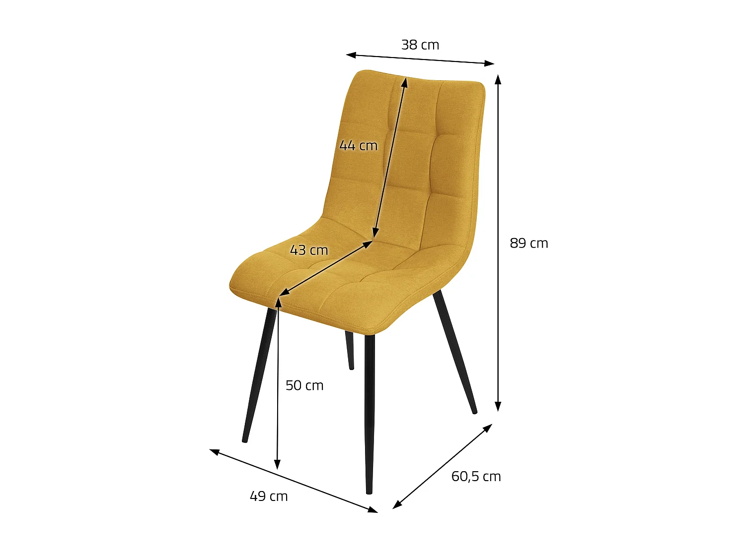Lot de 6 chaises de salle à manger marron clair assise et dossier rembourrés en éponge tissu polyester ergonomique pieds noir en acier design élégant