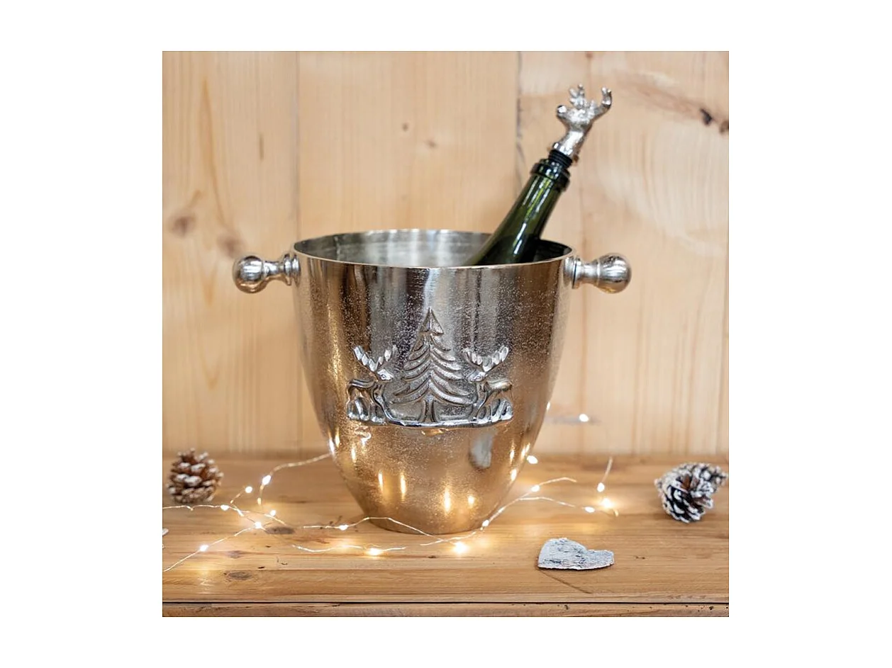 Seau à champagne en aluminium bois de cerf