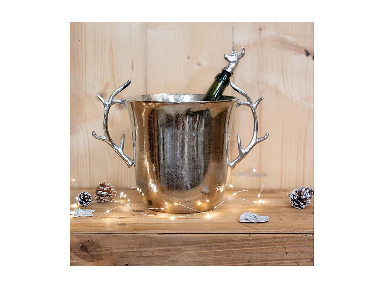 Seau à champagne en aluminium bois de cerf