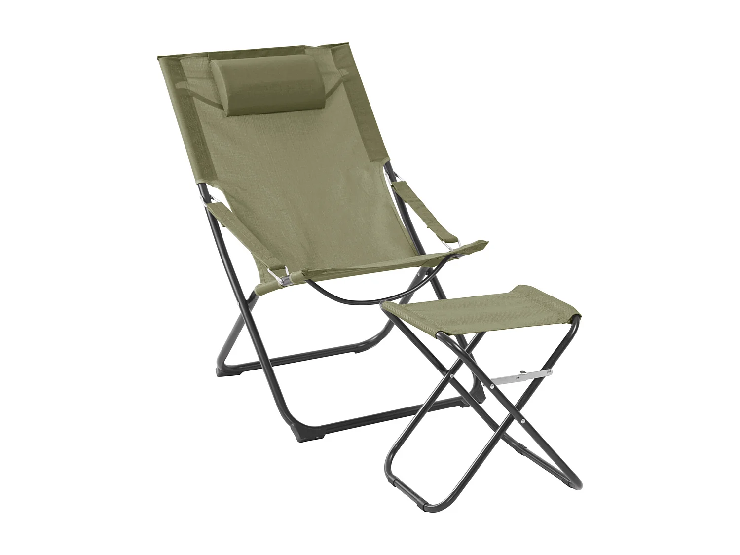 SVITA TOMRA chaise longue avec tabouret chaise de plage pliante chaise de camping oreiller vert