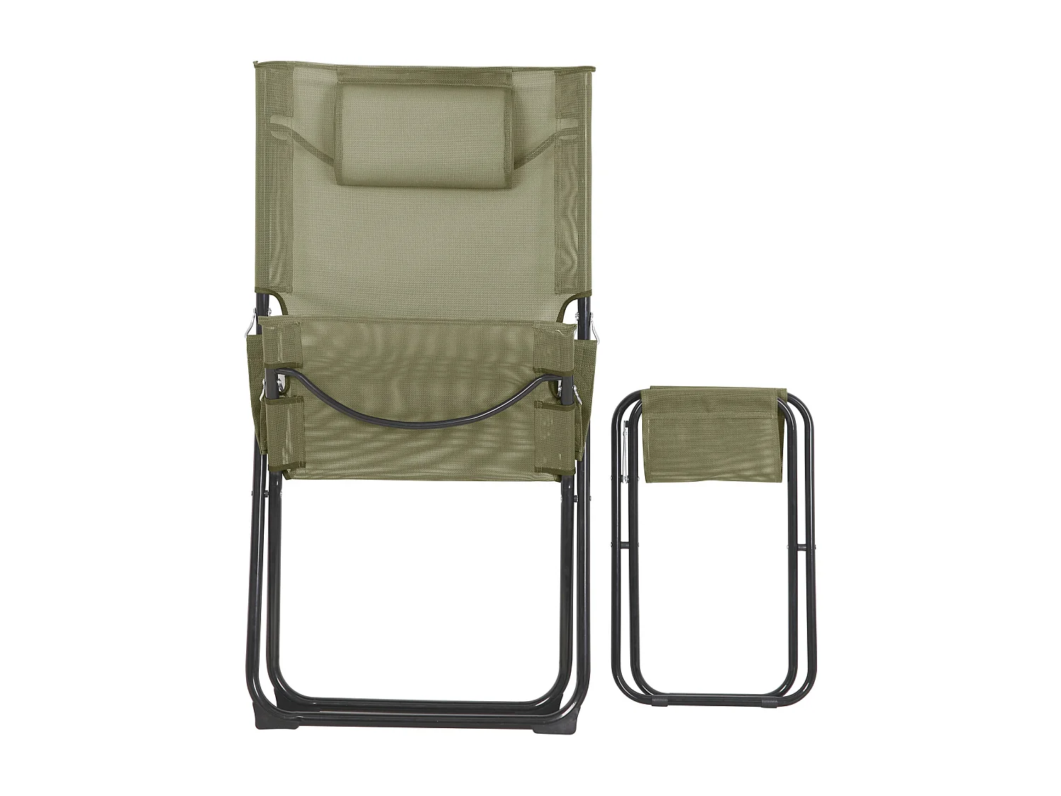SVITA TOMRA chaise longue avec tabouret chaise de plage pliante chaise de camping oreiller vert