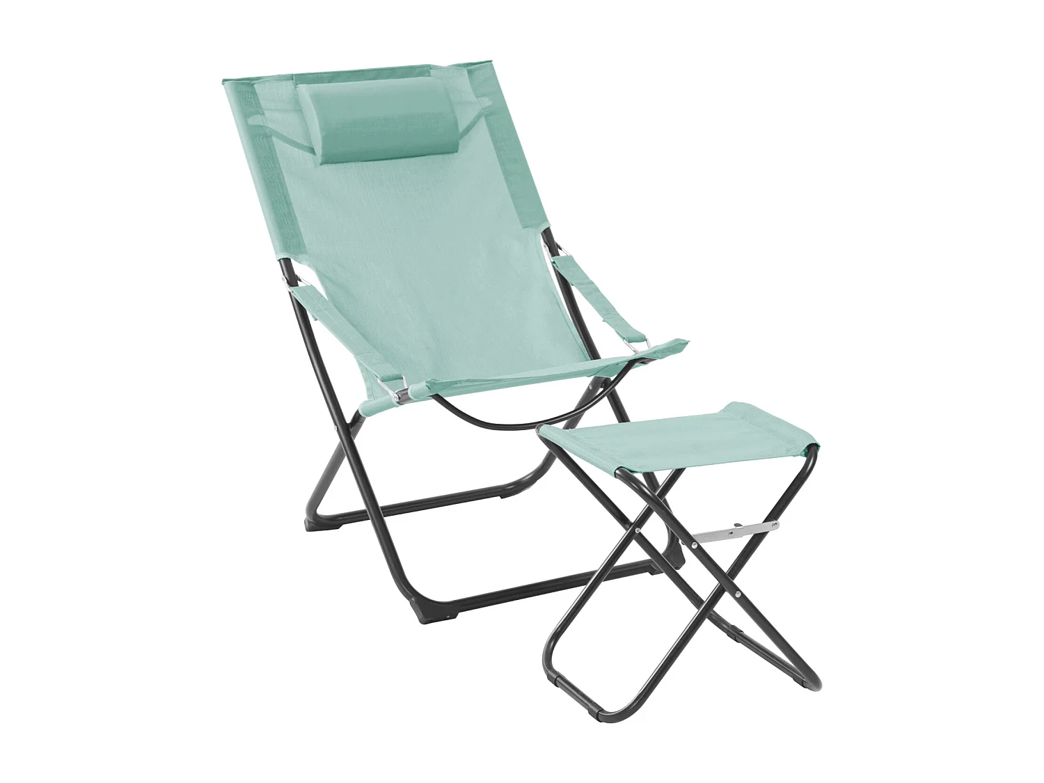 SVITA TOMRA chaise longue avec tabouret chaise de plage pliante chaise de camping chaise de piscine oreiller bleu