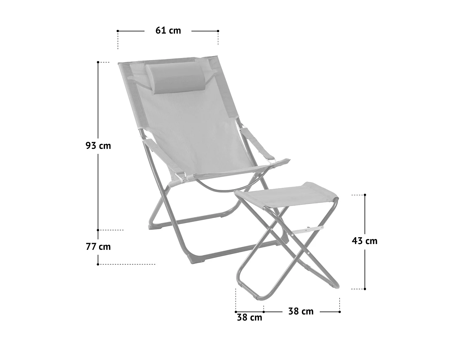 SVITA TOMRA chaise longue avec tabouret chaise de plage pliante chaise de camping chaise de piscine oreiller bleu