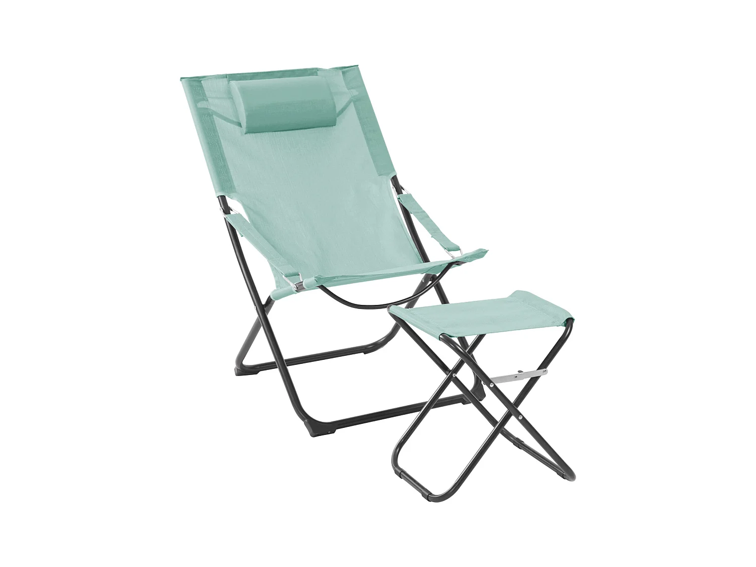 SVITA TOMRA chaise longue avec tabouret chaise de plage pliante chaise de camping chaise de piscine oreiller bleu