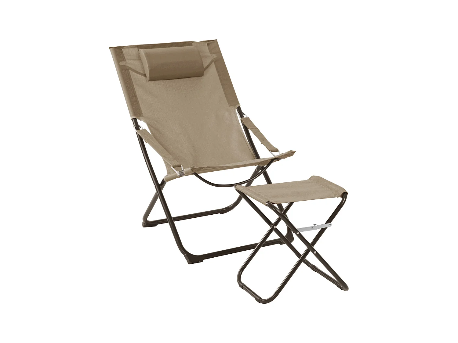 SVITA TOMRA chaise longue avec tabouret chaise de plage pliante chaise de camping chaise de piscine oreiller taupe